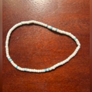 Elegant White and Blue Beaded Bracelet